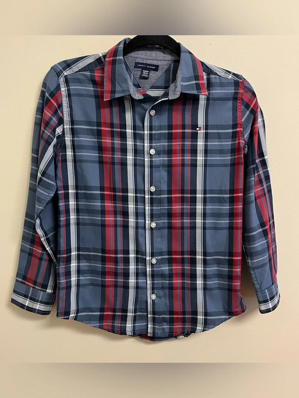 Boys Lot of 2 Size 10 12 GAP Tommy Hilfiger Plaid Button Down Shirts